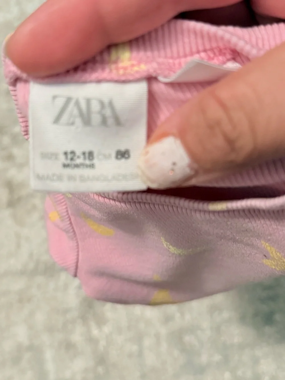 Zara Pink Short Sleeve Tee with Yellow Banana Print size 12-18M
